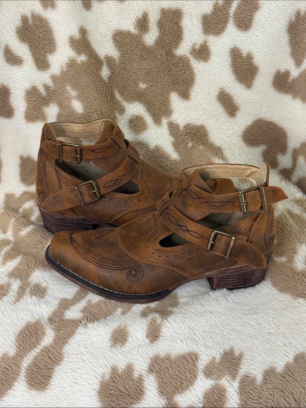 Roper Brown Suede Ankle Boot with Buckle Strap